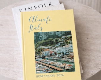 Custom Travel Photo Book with Picture on Cover | Honeymoon Photo Album Personalized Design