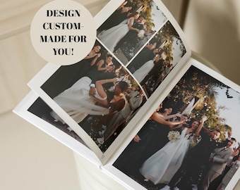 Custom Designed Wedding Photo Album | We Design It For You | Printed Hardcover Keepsake Book with Photo Cover