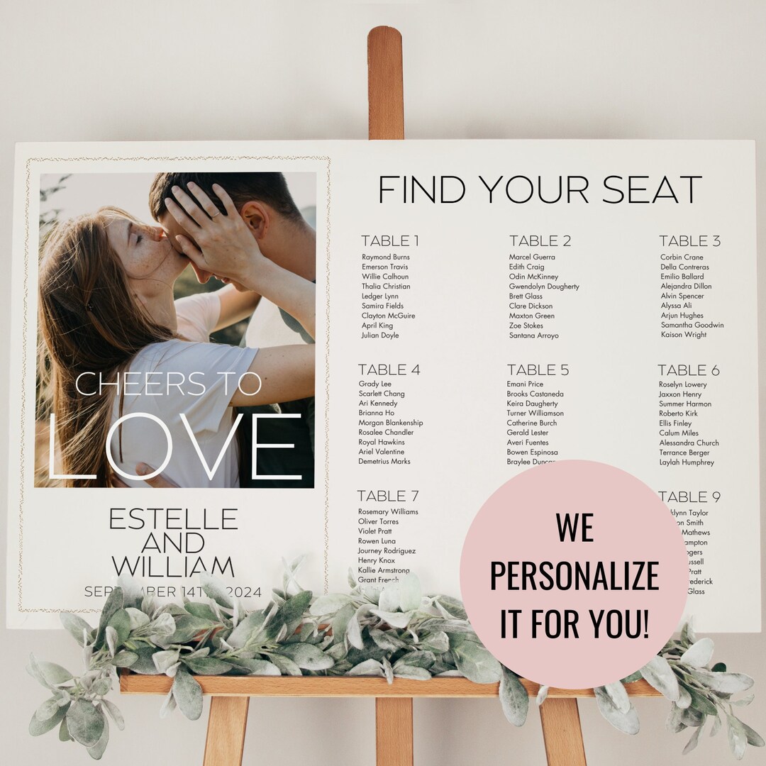 Large Wedding Seating Chart Sign Seating Plan Template Table Etsy
