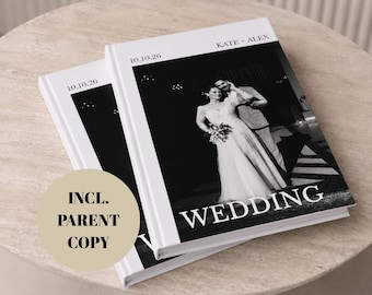 Wedding Album Bundle + 1 Parent Album Copy, Custom Coffee Table Photo Book, Gift for Newlyweds & Parents