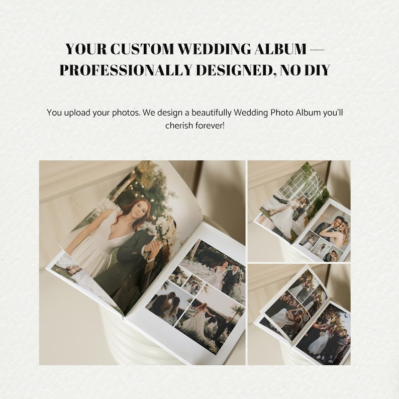 Custom Wedding Photo Album: Printed Hardcover/Linen Keepsake Book with Photo Cover (11x8") image 2