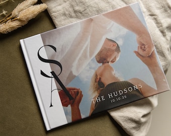 Wedding Guest Book as Reception Décor | Printed Hardcover With Photos | Custom Designed Photos inside Guest Book