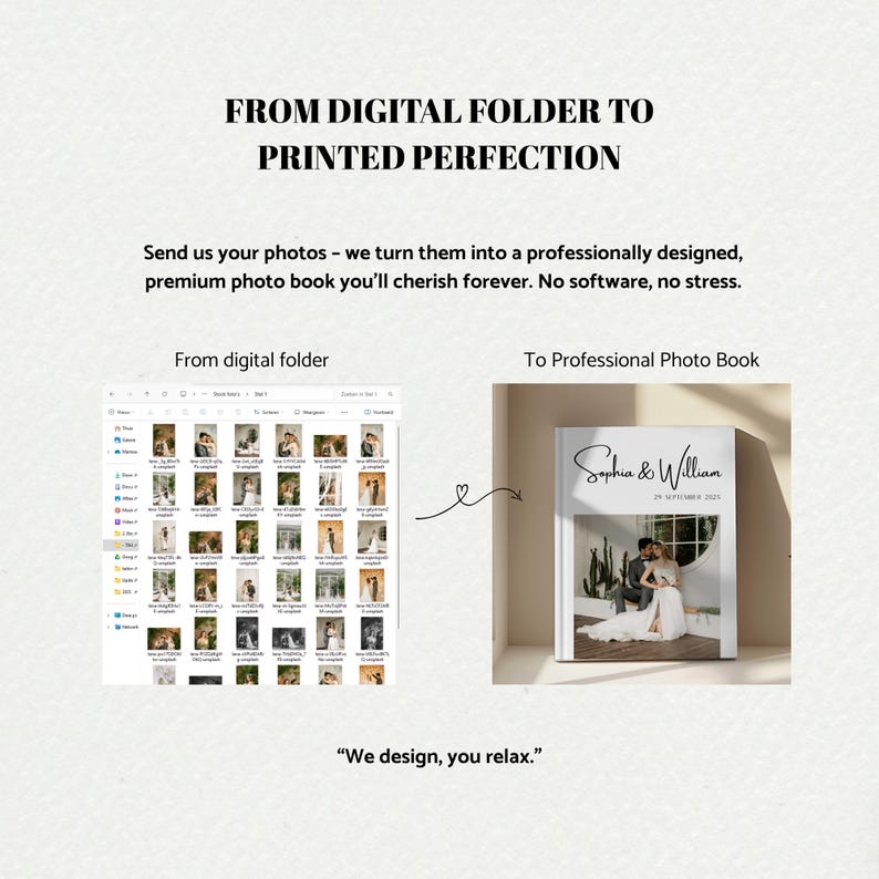 Custom Wedding Photo Album: Printed Hardcover/Linen Keepsake Book with Photo Cover (11x8") image 17