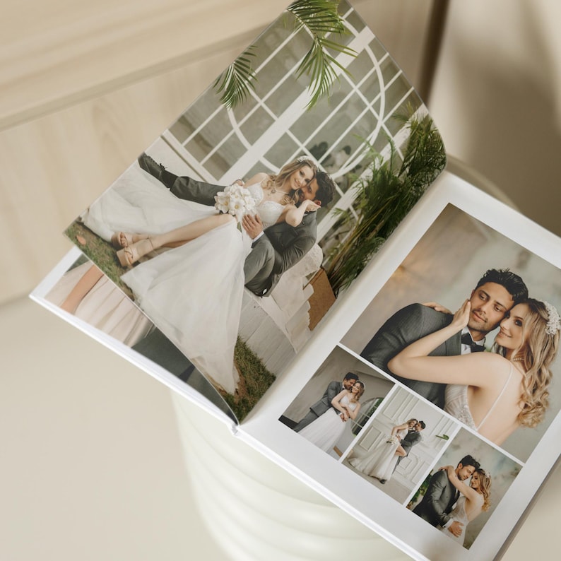 Custom Wedding Photo Album: Printed Hardcover/Linen Keepsake Book with Photo Cover (11x8") image 4