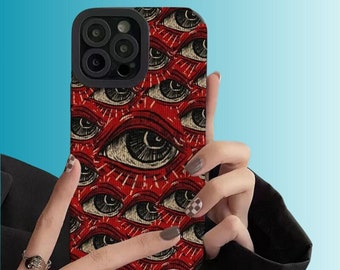 Grunge Eye Phone Case, Eye Print Phone Case, Cases For iPhone X 11 12 13 14 15 SE, Y2K Phone Case, Shockproof Phone Case, Punk Phone Case