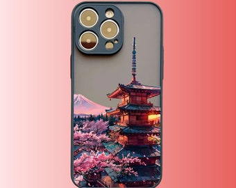 Étui pour téléphone japonais, étui pour iPhone paysage, étuis pour iPhone X 11 12 13 14 15 SE, étui pour téléphone Y2K, étui pour téléphone paysage, étui pour téléphone antichoc