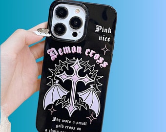 Y2K Goth Cross Phone Case, Cross iPhone Case, Cases For iPhone X 11 12 13 14 15 SE, Y2K Phone Case, Shockproof Case, Soft Phone Case