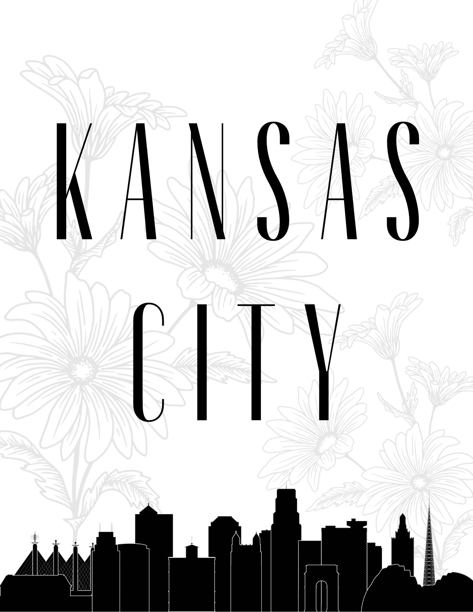 Kansas City Skyline Print - Etsy