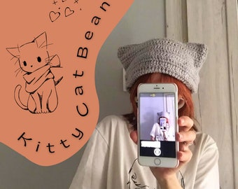 Kitty Cat Beanie | Cute Cat Beanie Hat | Cat Ears | Kawaii Cute Anime | Streetwear Accesories | Alternative Style | Aesthetic | Grunge