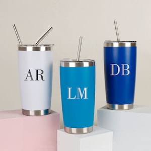 Personalized 20 oz Tumbler, Custom Name Travel Mug, Laser Engraved Tumbler, Stainless Steel water cup, Bridesmaid Tumbler, Insulated Tumbler