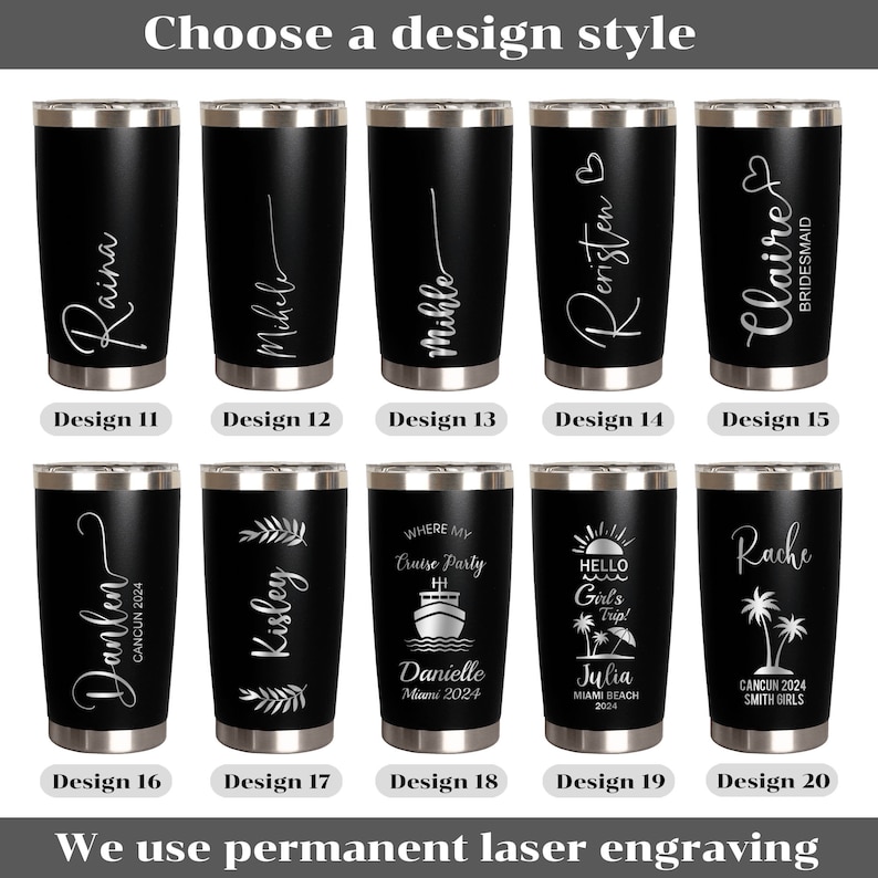 Personalized 20 OZ Tumbler, Custom Travel Mug, Laser Engraved Tumbler, Stainless Steel water cups, Insulated Tumbler, Bridesmaid Tumbler image 9