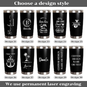 Gepersonaliseerde 20 OZ Tumbler, Custom Travel Mug, Laser Gegraveerde Tumbler, RVS waterbekers, Geïsoleerde Tumbler, Bruidsmeisje Tumbler afbeelding 10