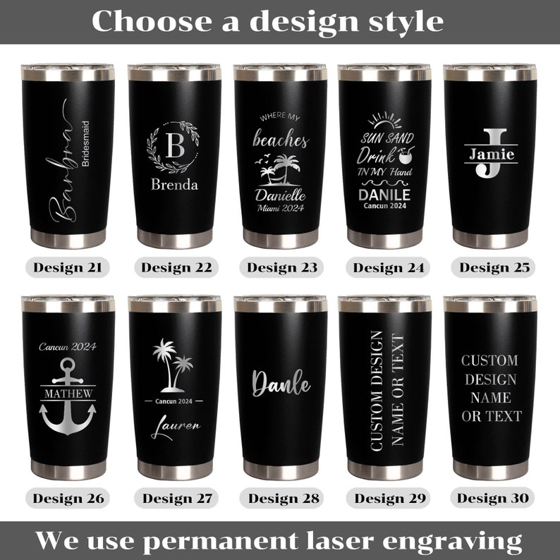 Personalized 20 OZ Tumbler, Custom Travel Mug, Laser Engraved Tumbler, Stainless Steel water cups, Insulated Tumbler, Bridesmaid Tumbler image 10