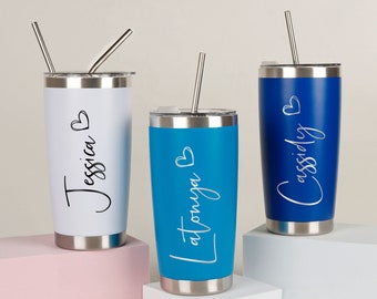 Bridesmaid gifts, Bridesmaid Proposal, Personalized Tumbler with Same Lid and Straw, Custom Wedding Cups, 20 oz Metal Skinny Tumblers