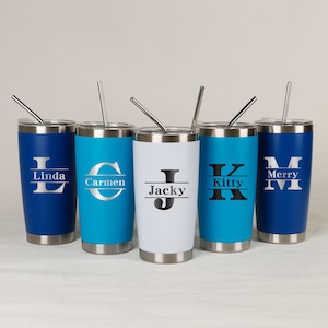 Personalized 20 OZ Tumbler, Custom Travel Mug, Laser Engraved Tumbler, Stainless Steel water cups, Insulated Tumbler, Bridesmaid Tumbler image 2