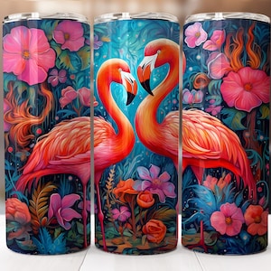 Flamingo Tumbler Wrap Design, Tumbler Wrap Flamingo, Flamingo Tumbler PNG, 20 oz Skinny Tumbler Sublimation, Flamingo PNG Tumbler Wrap