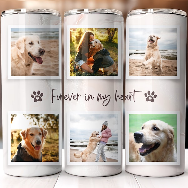 Dog Memorial Photo Tumbler Template, Add Your Own Photo Tumbler Wrap PNG, Pet Memorial Picture Tumbler Template, 20 oz Skinny Tumbler