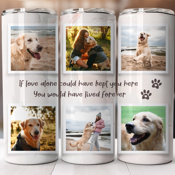 Pet Memorial Photo Tumbler Template, Dog Photo Tumbler Wrap PNG, Dog Memorial Picture Tumbler, 20 oz Skinny Tumbler Sublimaton PNG, Pet Loss