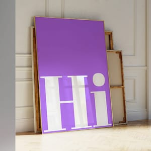 Hi print | Greeting wall art | Hello poster | Vintage entryway wall art | Retro typographic print | Retro type poster | Bold type poster