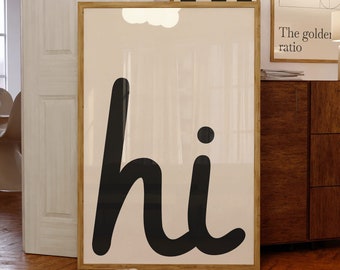 Hi Printable Poster | Black Typographic Art (Digital Download)