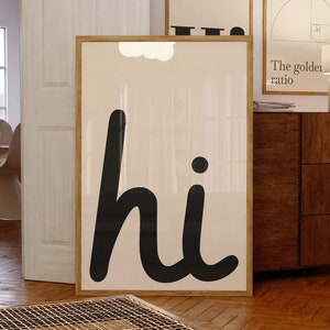 Hi printable poster | Greeting wall art | Hello print | Entryway print | Retro typographic wall art | Black type print | Digital download