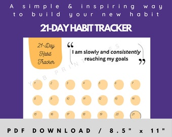 Inspirational 21-Day Habit Tracker Printable | Minimalist Daily/Weekly Habit Tracker | PDF Digital Download | Digital Habit Builder Tracker