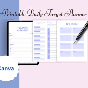 Daily Target Activity Planner, Daily Planner, Daily Planner 2023, Daily planner refill, Habit Tracker, To-do List, Goal Planner