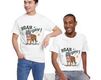 Camiseta de tigre: ¡Ruge! - Pequeño pero poderoso - Genial tigre de Bengala con gafas de sol y chicle - Camiseta divertida con mensaje