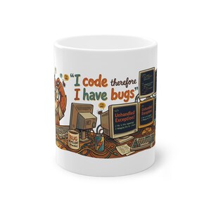 Programmer Owl Tasse "I Code Therefore I Have Bugs" - Lustige Programmierer Geschenkidee