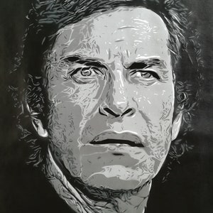 Martin Landau Movie / Series fan special gift original art custom painting on canvas with spray paint and acrylics