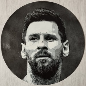 Messi-fan Speciaal cadeau Upcycling Custom Vinyl Record Original Painting Art