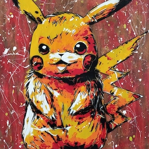 Anime Videospiel Charakter original bemalen auf Leinwand mit Sprühlack und Acrylfarben