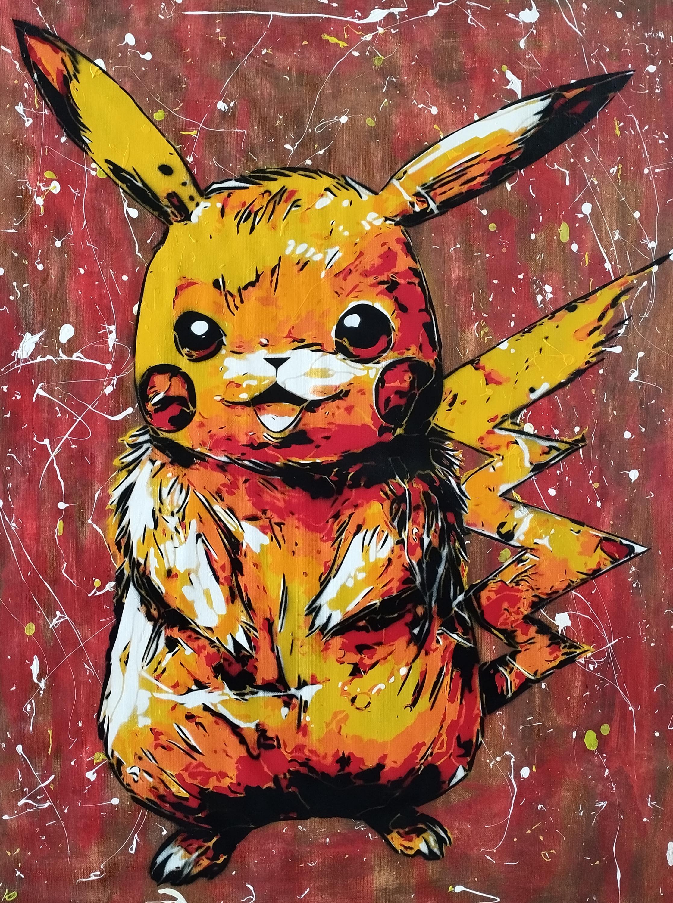 Anime Video Game Character  original custom painting on canvas with spray paint and acrylics