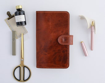 TN Vegetable tan Leather cover &quot;Armonia&quot; Regular Size with insert pockets,travellers notebook cover, Regular size cover ,Journal cover
