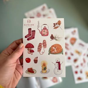 Set di adesivi invernali Washi per agende, diari e album di ritagli
