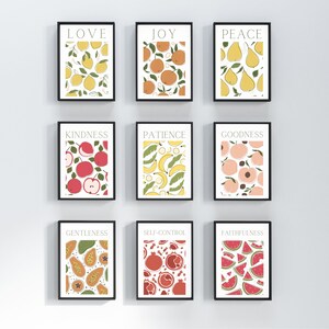 Set of 9 Fruit of the Spirit Wall Art Printable, Bible Verse Print ...
