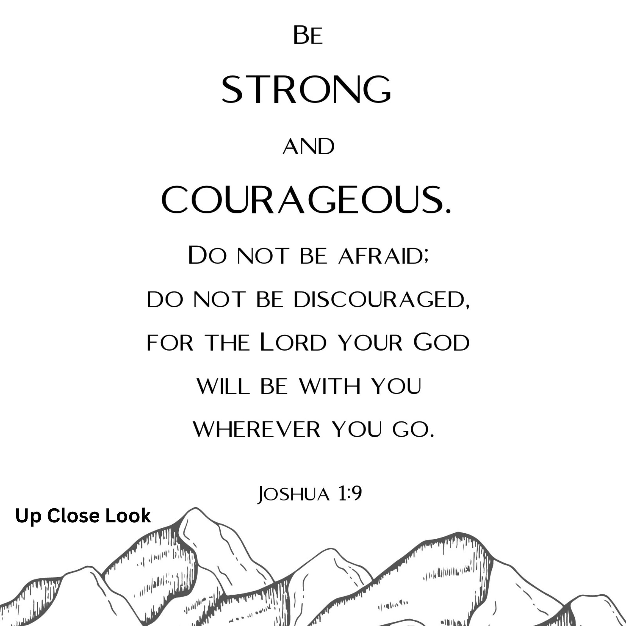 Joshua 1:9 Bible Verse Digital Print, Scripture Verse Mountain Scene ...