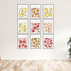 Set of 9 Fruit of the Spirit Wall Art Printable, Bible Verse Print ...