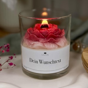 Personalisierte Duftkerze 'Wunschtext' Kerze im Glas vegan Sojawachs Holzdocht Custom Valentinstag Geschenk Freundin Geburtstag Muttertag