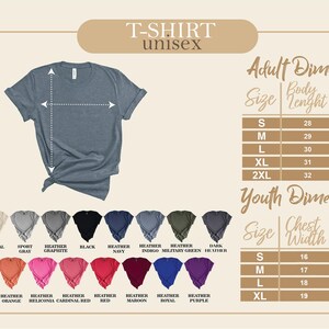 a women's tshirt with measurements and colors