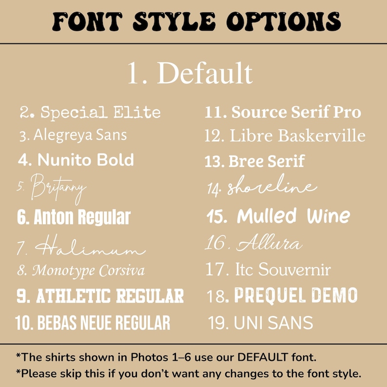 a poster with a list of font styles