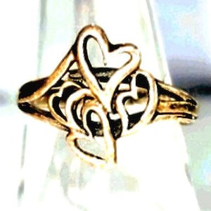 Vintage Silber Marquise Stil Herz Ring Größe 6,5 Damen Schmuck