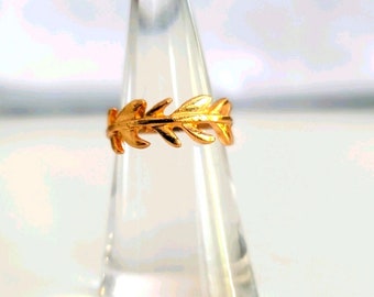 Vintage Gold Greek Goddess Crown Ring Size 5.5 Leaves Women's Jewelry