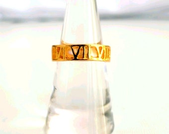 Vintage Gold Roman Numerals I Through X Ring Size 7 Women's Jewelry