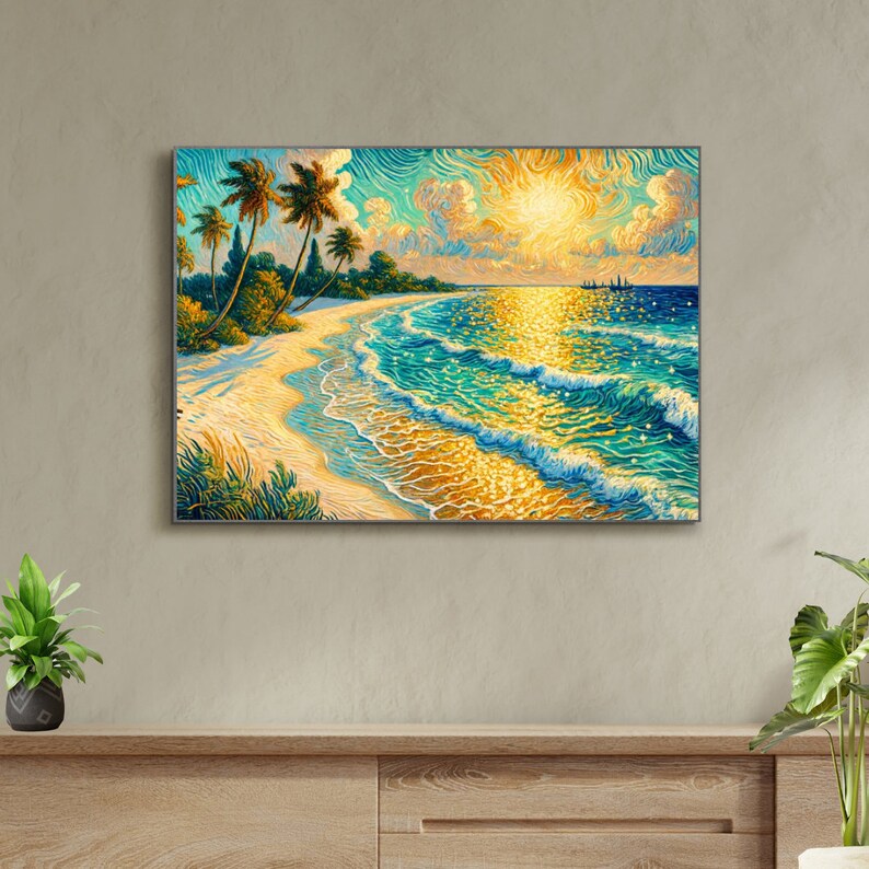 Tropical Sunset Beach Print Sunset Beach Wall Art Printable Tropical