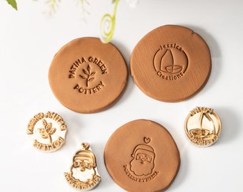 Custom Pottery Stamp, Brass Stamp for Ceramic, Personalized Unique Stamp for Clay, Clay Signature, Gift for Pottery Makers, Christmas Gift