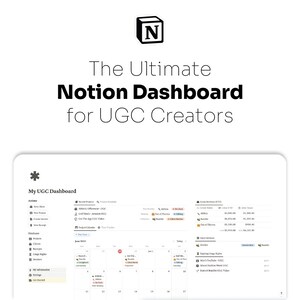 The Ultimate Notion Dashboard for UGC Creators | Notion Template, Digital Planner