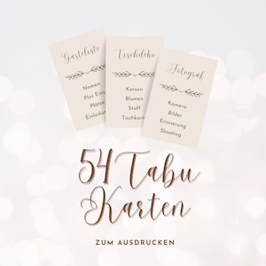Hochzeits-Tabu – 54 liebevoll gestaltete Tabu-Karten für das perfekte Brautparty-Spiel