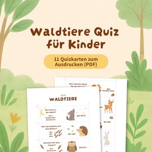 Waldtiere Quiz Kinder | 11 Quizkarten zum Ausdrucken | Lernspiel Tiere PDF für Kita & Vorschule ab 4 Jahren