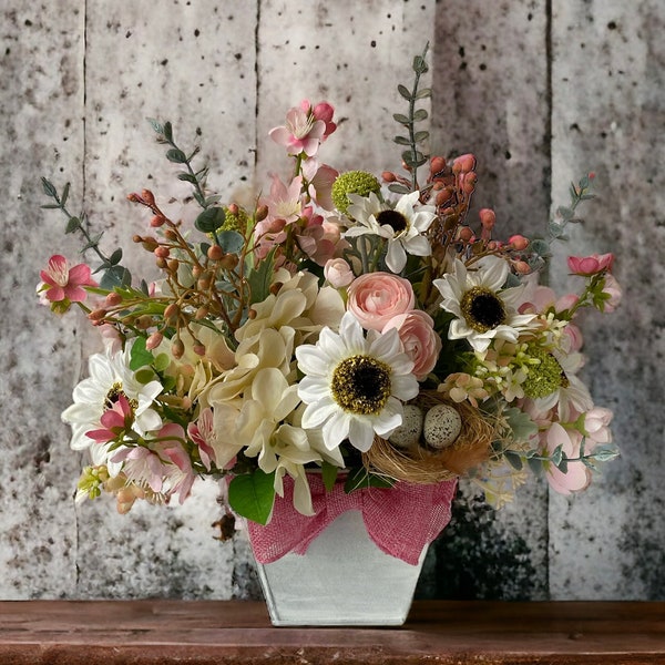 Spring Garden Artificial Floral Arrangement For Table Centerpiece  | Gifts for Her Mothers Day Birthday